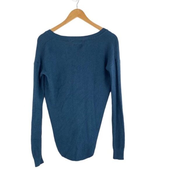 Aritzia Wilfred Galois Silk Cashmere V Neck Sweater Blue Teal Pullover US XXS - Picture 2 of 8